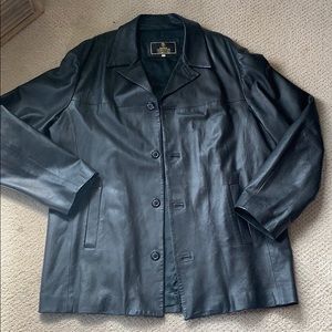 Men’s Black Leather Jacket XL EUC